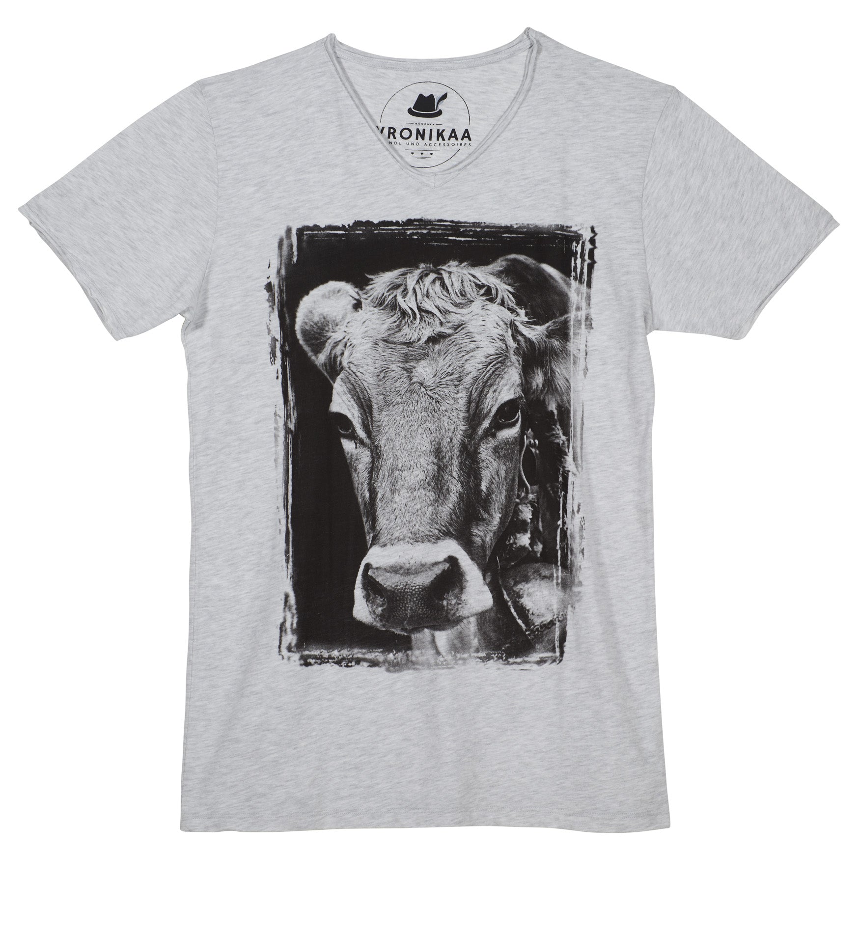 Freisteller von dem Herren Shirt mit dem Allgäuer Kuh Motiv