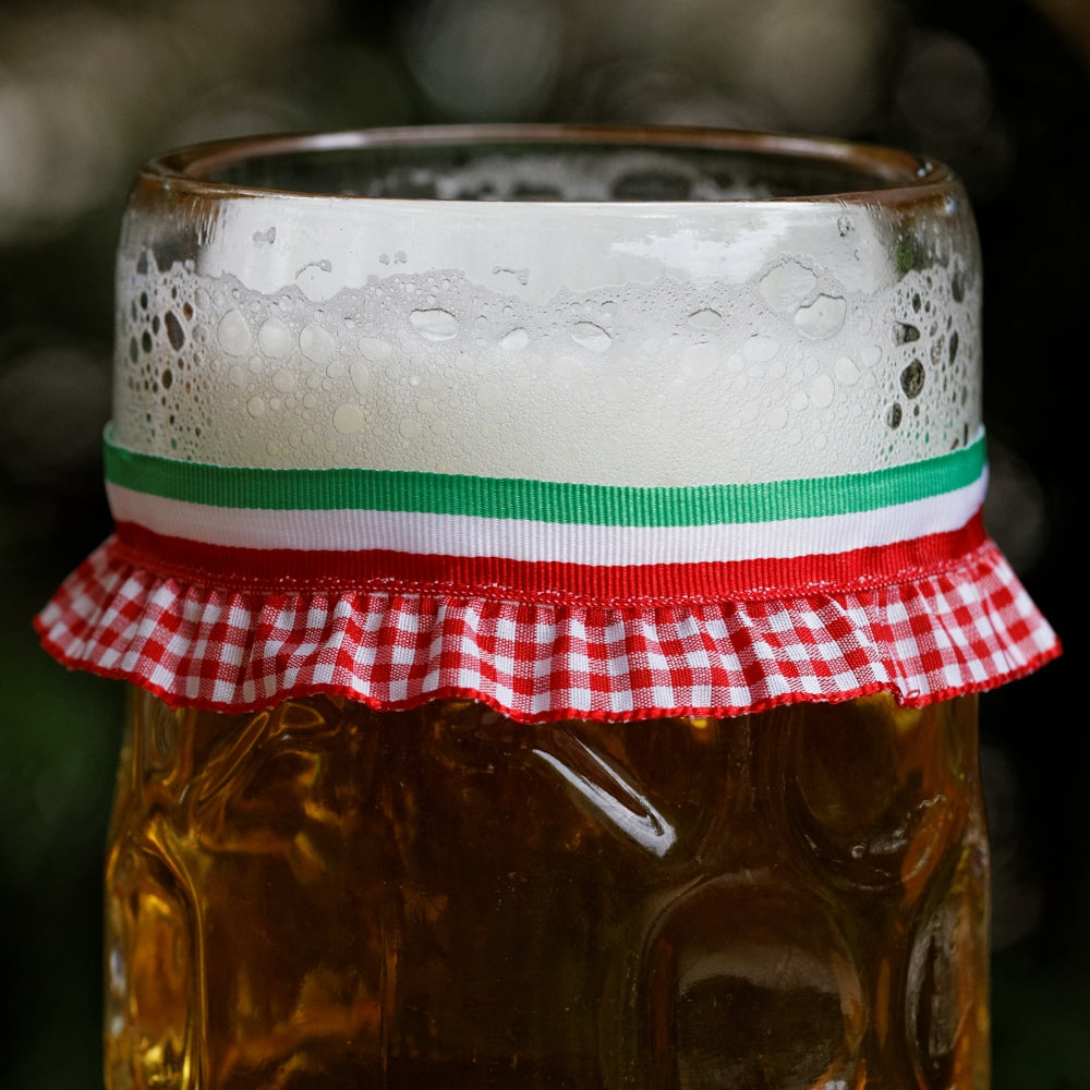 Maßkrug mit Maßkrugband in Italien-Flagge