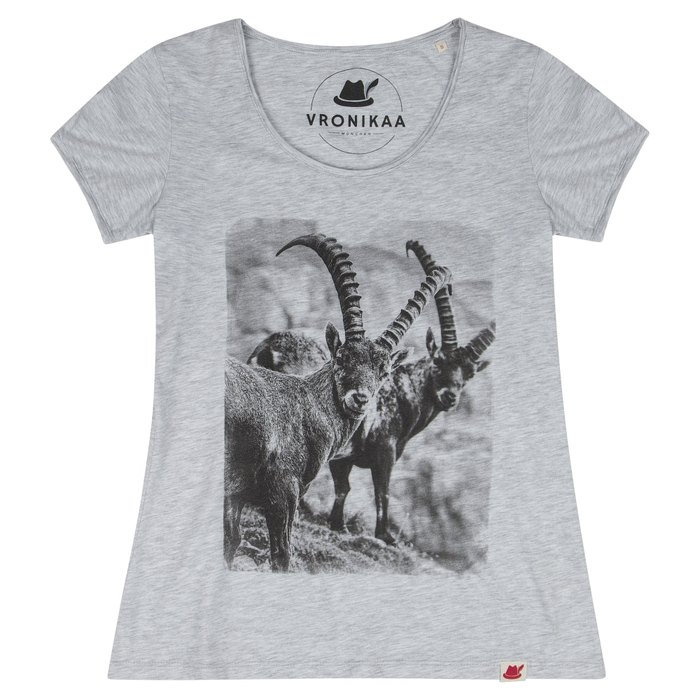 Freisteller von dem Damen Shirt mit Steinbock Foto Print