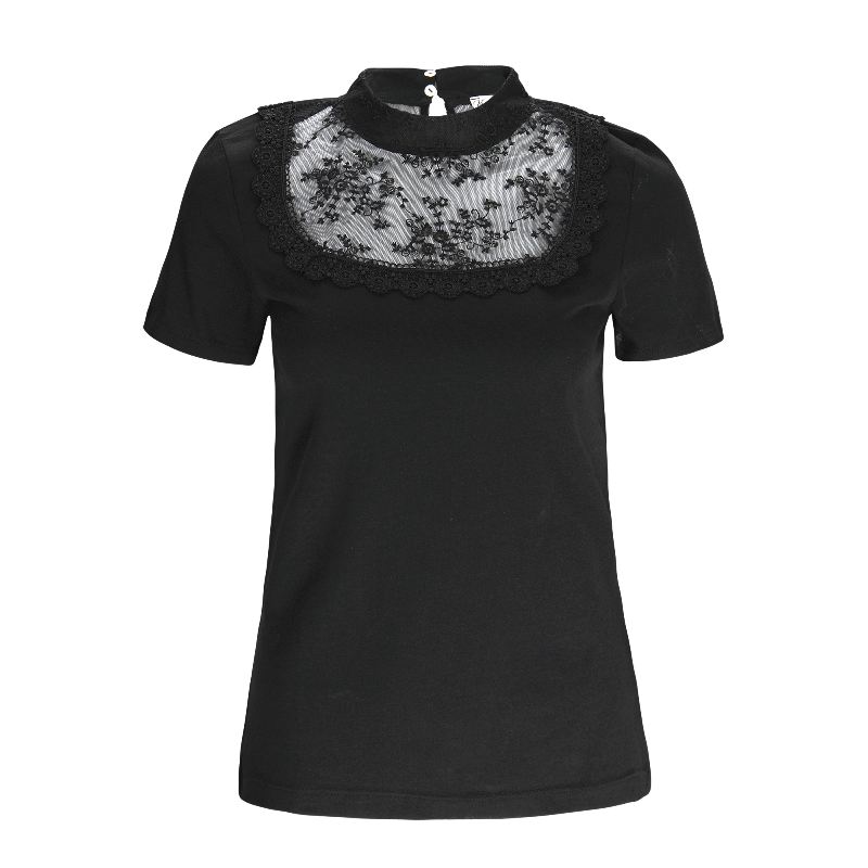 Freisteller von Spitzen Shirt Angelika in Schwarz