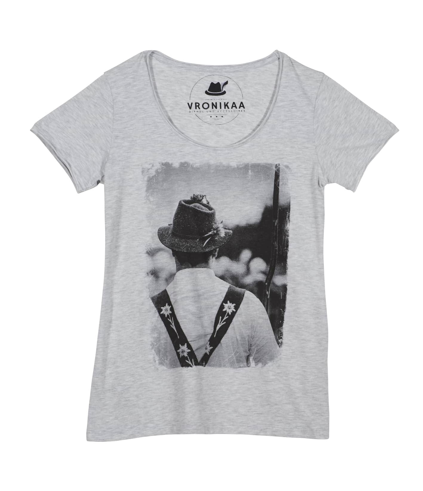 Freisteller Shirt Hirte für Damen in grau-melange. 